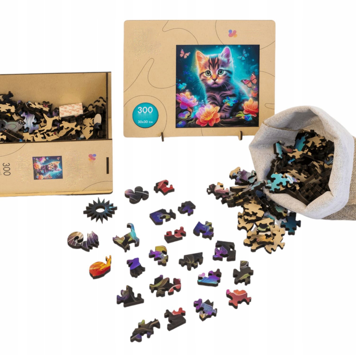 Wooden Jigsaw Puzzle 300 pcs | Pretty Cat (PW030e) – Wooden puzzles | Varvikas.Shop