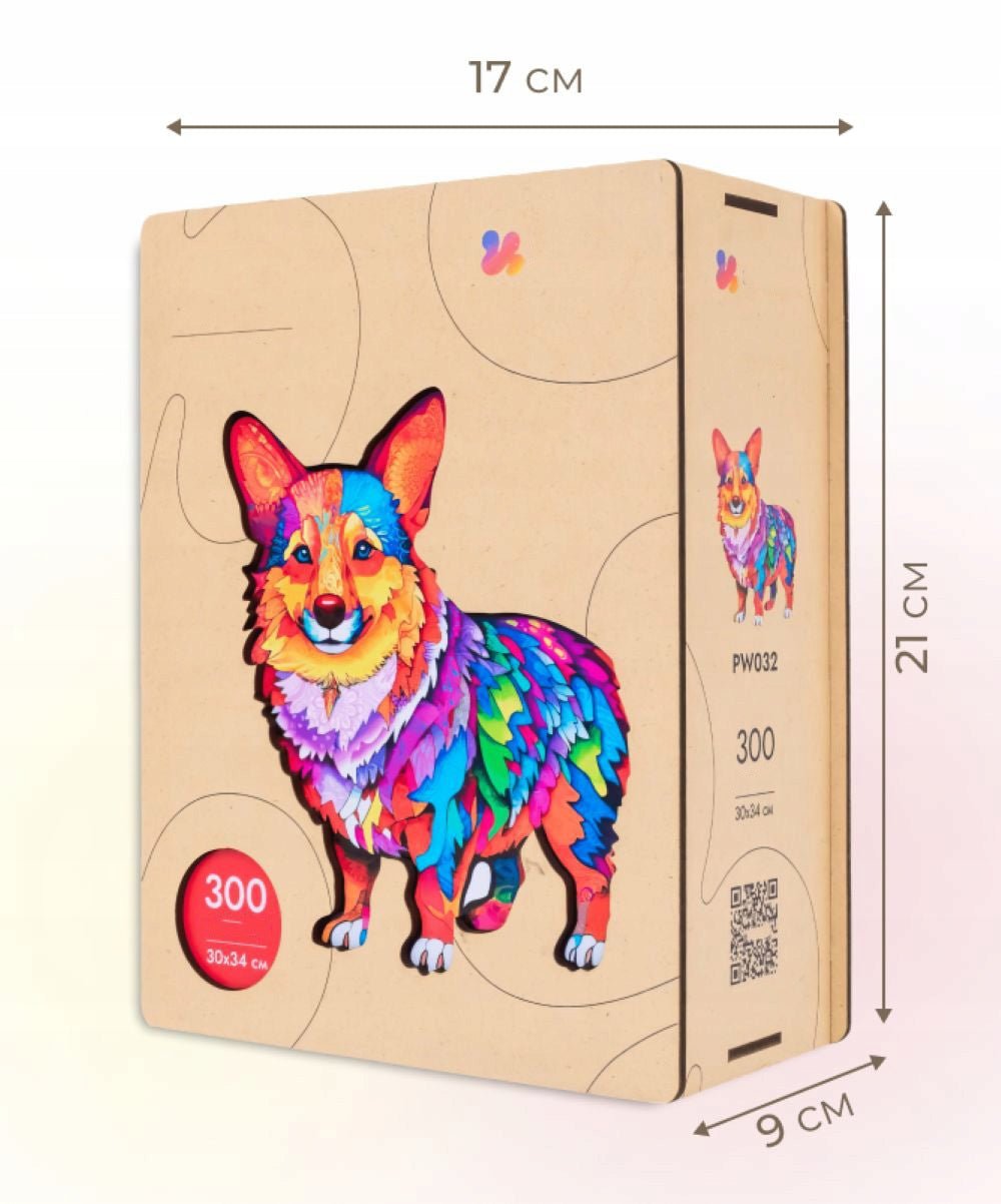 Wooden Jigsaw Puzzle 300 pcs | Puppy Corgi (PW032e) – Wooden puzzles | Varvikas.Shop