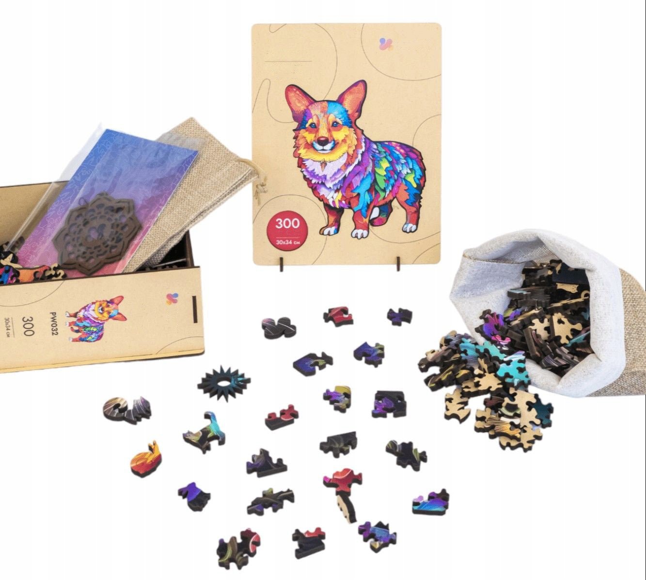 Wooden Jigsaw Puzzle 300 pcs | Puppy Corgi (PW032e) – Wooden puzzles | Varvikas.Shop