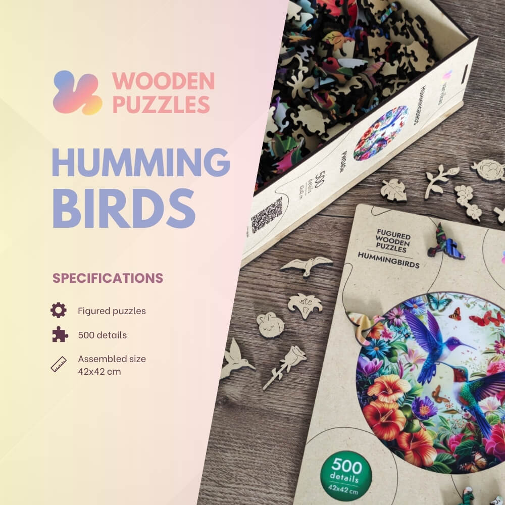 Wooden Jigsaw Puzzle 500 pcs | Hummingbirds (PW040e) – Wooden puzzles | Varvikas.Shop