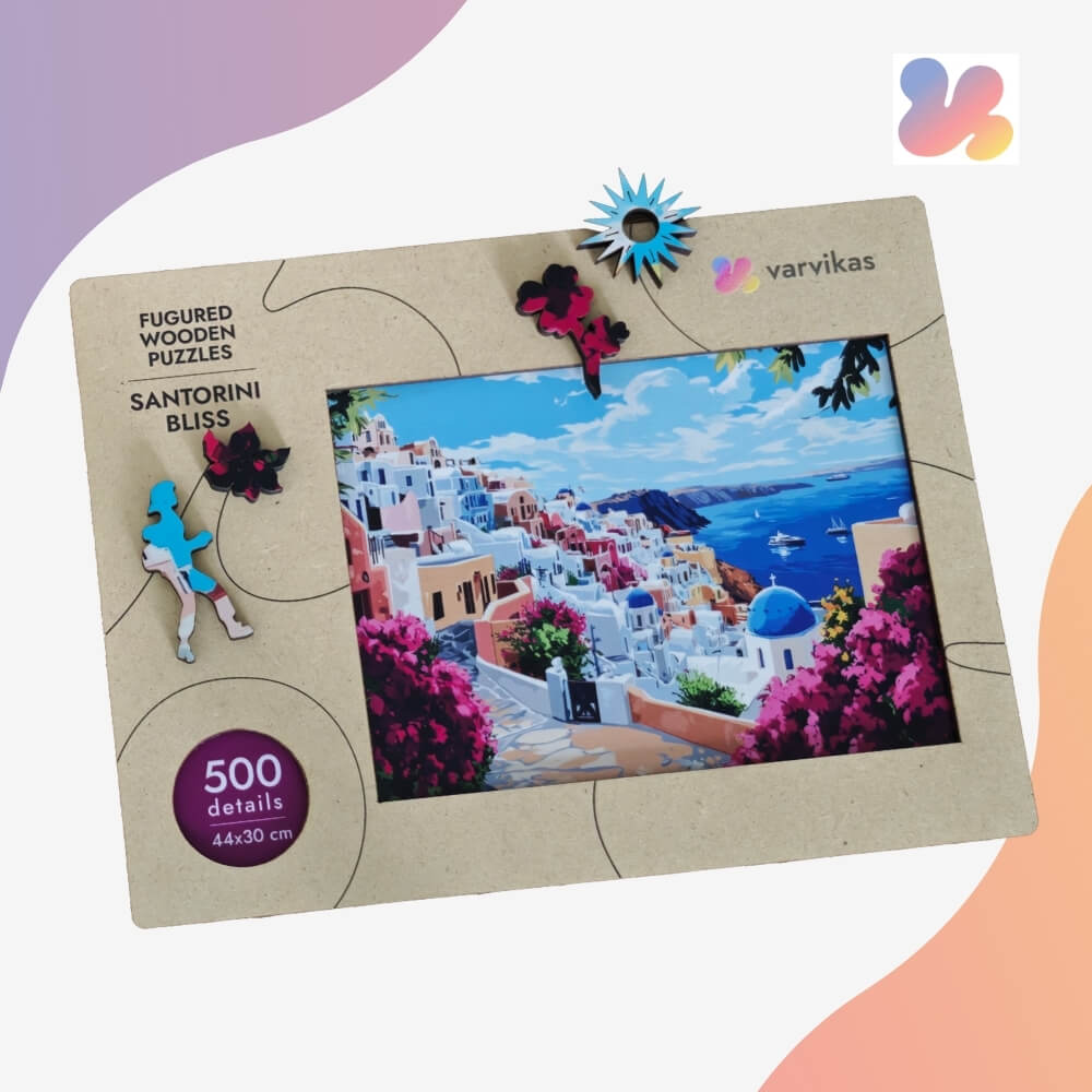 Wooden Jigsaw Puzzle 500 pcs | Santorini Bliss (PW048e) – Wooden puzzles | Varvikas.Shop