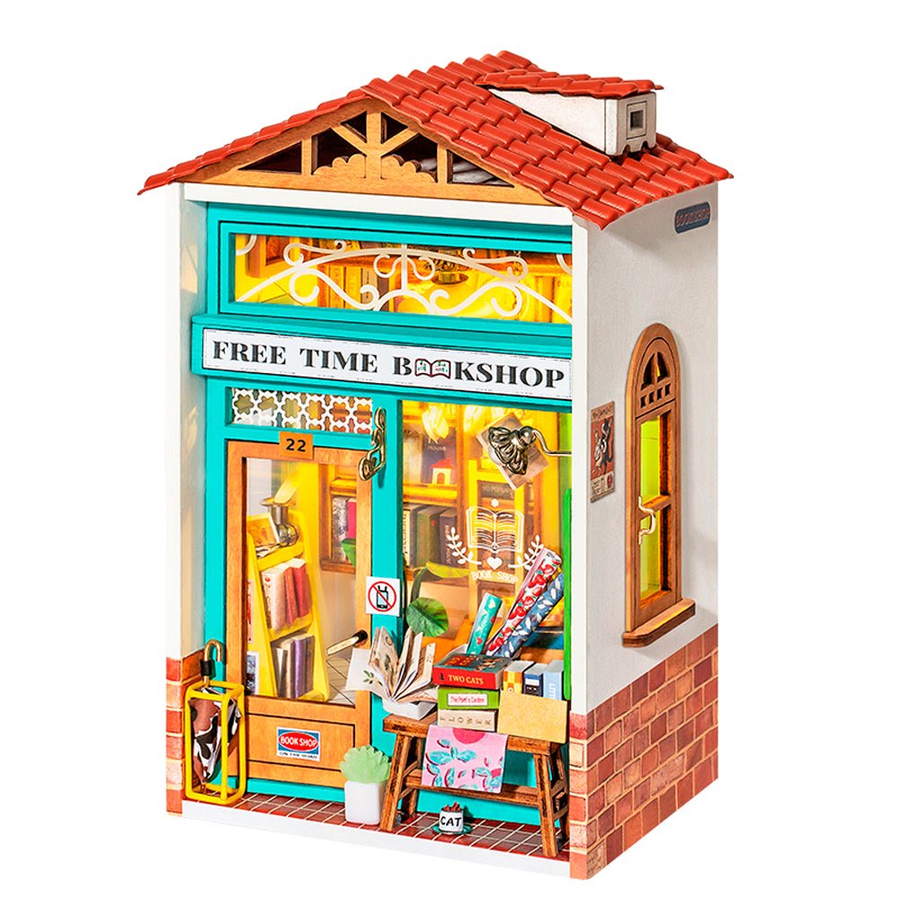 DIY Miniature House Kit (RoomBox) | Free Time Bookshop (RDS001e) – Roombox | Varvikas.Shop